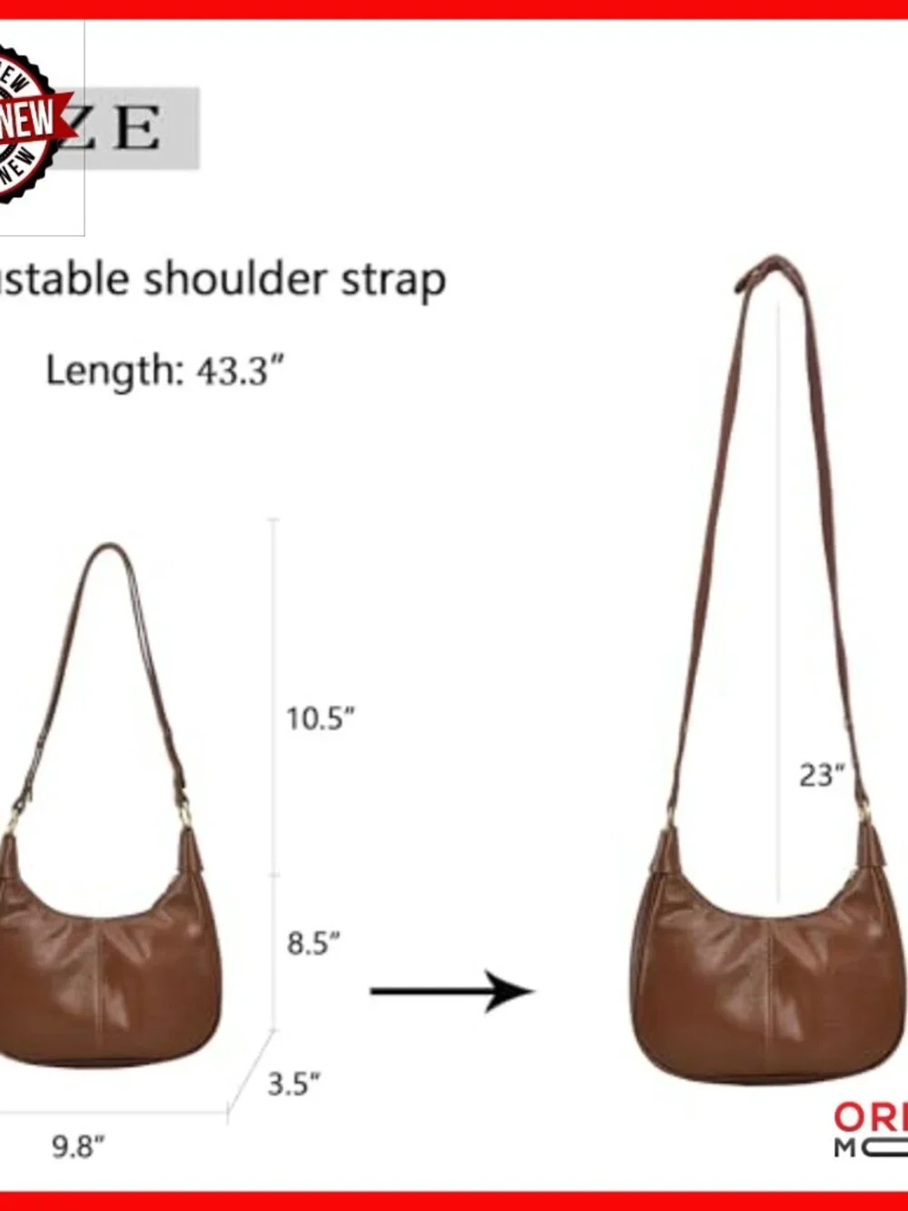 Small Hobo Shoulder Bag Vegan Leather Adjustable Strap Crossbody Purse